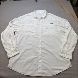 Columbia PFG Bahama II Fishing Shirt Mens XL White Long Sleeve UPF 50 006564-BRU